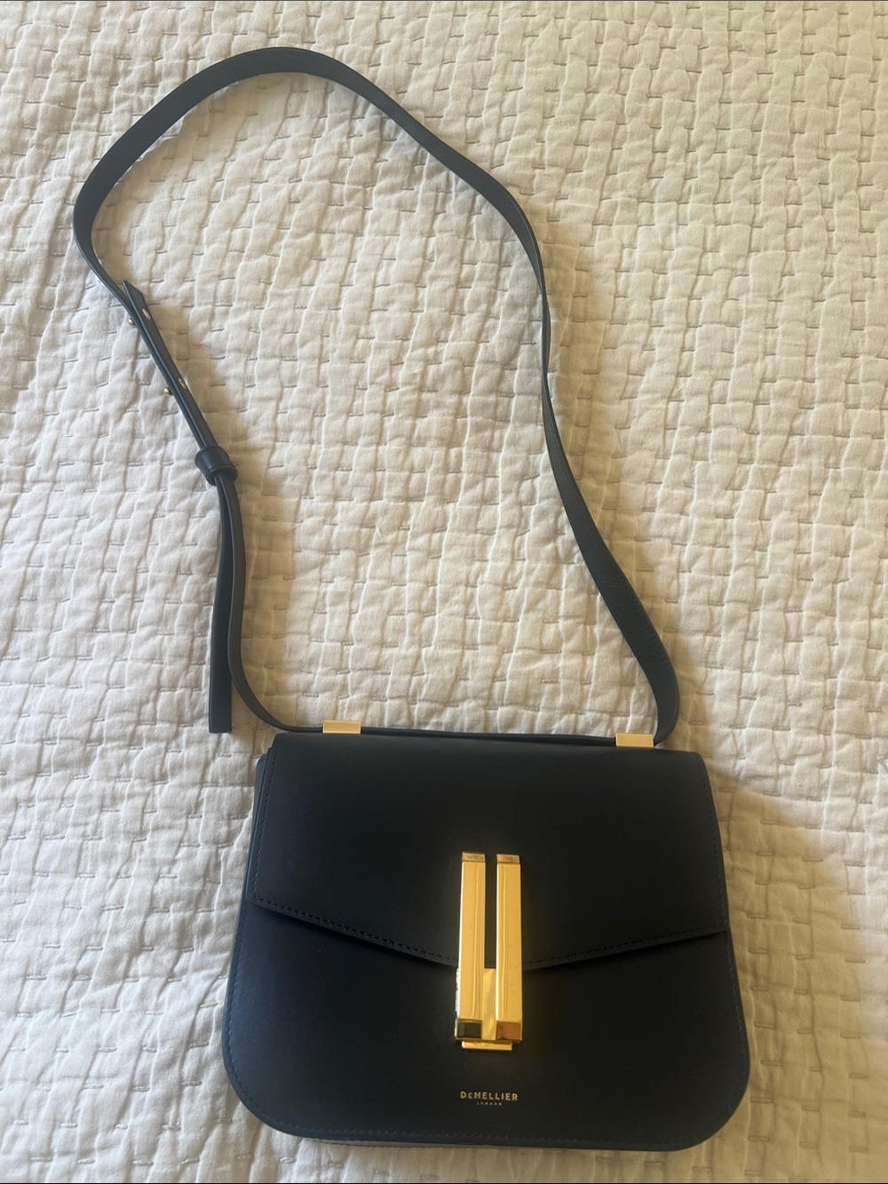 DeMellier Black Leather Crossbody with Gold Hardware